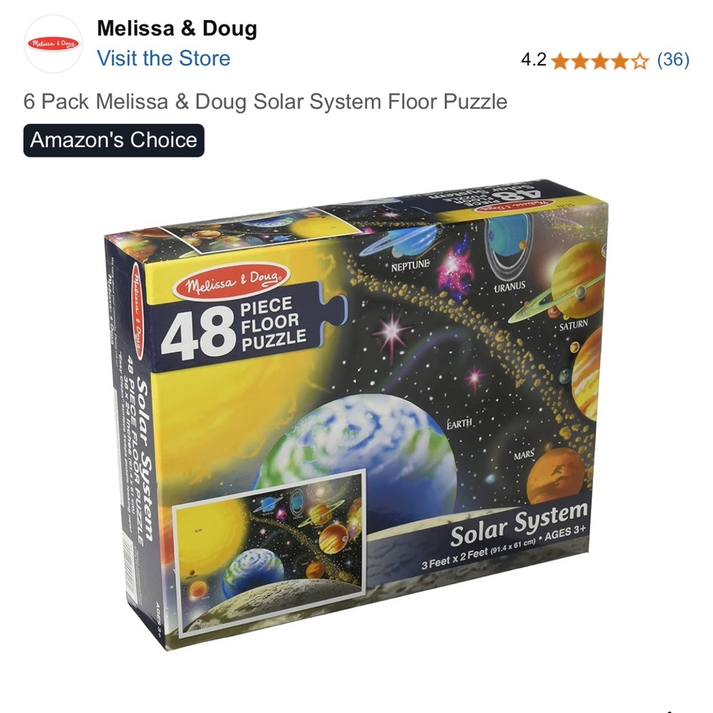 Melissa & Doug Blue and Green Space Puzzle 48 Pieces